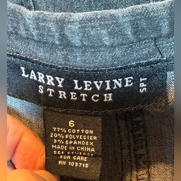 Larry Levine Stretch Denim Pleated Flare Skirt - Picture 4 of 6